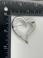 Vintage Liz Claiborne Open Heart Black Enamel Rhinestone Brooch