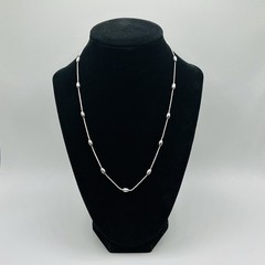 Sterling Oval Bead Stations Necklace From Italy 18” Vintage KC