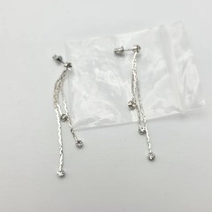 Vintage Sparkly Triple Strand Rhinestone Silver Plate Earrings FREE $HIPPING!
