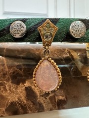 Vintage rare Crown Trifari Pave Rhinestones & Faux Opal Dangle Clip Earrings