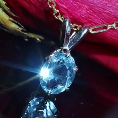 14k white gold pendant 0.80ct aquamarine solitaire charm vintage 0.88gr N3688