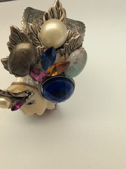 VTG Selro Selini Style Face Mask Bypass Cuff Bracelet Multi Stone Rhinestone