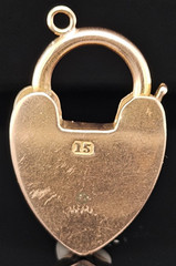 15K Gold ANTIQUE HEART PADLOCK Charm Pendant Edwardian Opens British Love Lock