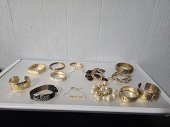Mixed metal materials lot of 13 bracelets some Signed