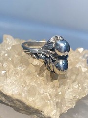 Balls ring size 5.50 floral pinky bubble band Art Deco sterling silver women gi