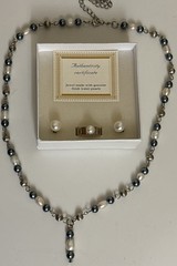 Genuine Fresh Water Pearl Necklace. Authenticity Cert. Matching Ring & Earrings