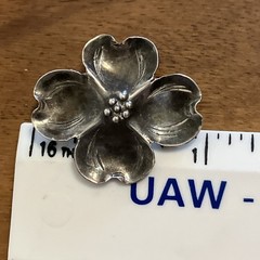 Vintage Stuart Nye Sterling Silver Hand Crafted Dogwood Flower Pin Brooch 1940s