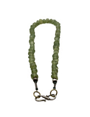 Vintage Chunky Green Prehnite Beaded Chip Nugget Necklace Handmade 18″ Choker