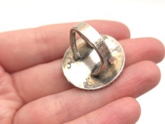 Vintage Zuni Old Pawn Sterling Turquoise Needlepoint Leaf Motif size 6 Ring