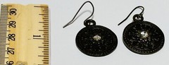 Antique Gold Tone Circle Dangle Earrings With Rhinestones 1.25in.