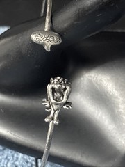 Vintage Sterling Silver Bangle Bracelet Cartoon Creature Laughing 9g 10” READ￼