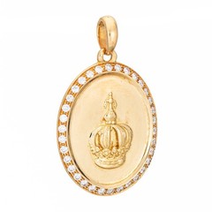 Leitao & Irmao Diamond Crown Medal Pendant 19k Yellow Gold Limited Edition