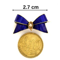 Antique 15k Yellow GOLD Guilloche Enamel and Pearl Victorian Ribbon Bow Brooch