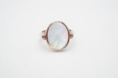 Vintage Sterling Silver 925 Mother Of Pearl Black Onyx Spinner Ring Size 7
