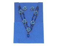 Vintage Blue Rose Necklace and Earrings Gift Set Boxed Avon 2003
