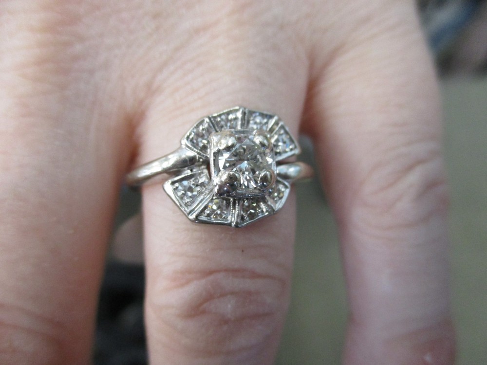 Victorian Diamond Ring, European Cut, .42 Ct Center,Bypass Mtng,WOWZA RING $1119