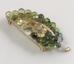 Lauren Conrad Leaf Brooch Pin Multi Color Glass Beads Gold Tone. #1488
