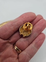 Vintage Signed Gold Crown Bunny Rabbit Lapel Pin Trembler Pink Rhinestone Eye