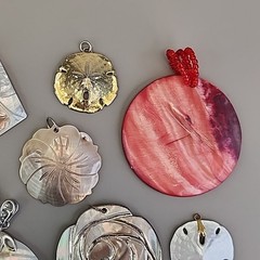 Vintage Mother of Pearl Pendant Lot of 15 Beach Shell Anchor Palm Tree