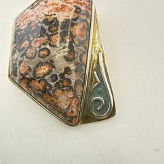 Jay King Necklace Leopard Skin Jasper Pendant Sterling Silver 925 Modernist Set