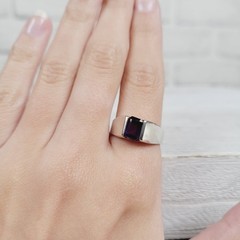 VINTAGE AMETHYST STERLING SILVER 925 RING SZ 7 GEMSTONE TENSION SET RETRO PRETTY
