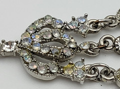 VCLM Aurora Borealis Crystal Chain Bracelet Silver-Tone Floral 8″ Lobster Clasp