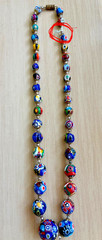 Vintage Italian Millefiore bead necklace filigree VTG Jewelry imperfect *Read