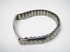 Vintage Womens ID Bracelet Expandable Stretch Band Silver Tone Engravable USA