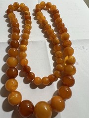 Antique Natural Butterscotch Yolk Baltic Amber Bead Necklace Graduated 60Gram