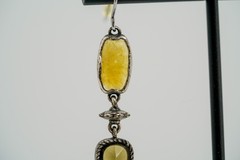 Vintage Silver Tone Long 7cm Dangle Earrings JB39
