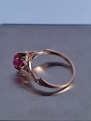 Old Vintage Soviet Union Silver 875 Ring USSR Red Stone Ruby Size US 6 (16.5 mm)