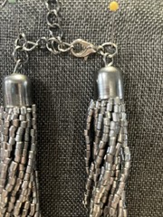 Vintage Silver Multi Strand Seed Bead Necklace Layered Rope Chain Women 18 In