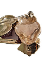 Vintage Liz Claiborne Owls Brooch Stone Enamel Gold Tone Bird Animal Signed