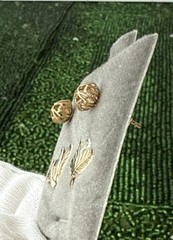 Lot x 2 Pairs VTG 14K Solid Yellow & Multi Color Gold Stud Earrings