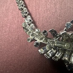 Mazer ? Vintage Baguette Diamond-Like Clear & Blue Rhinestone Necklace Stunning