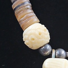 925 Sterling Silver Carved Bovine Bone Pendant Natural Material Necklace