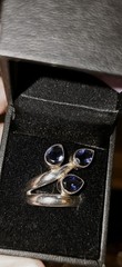 Chunky Sterling Silver 925 Bold Iolite Wrap Band Ring Size 8