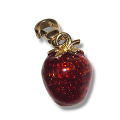 Juicy Couture Strawberry Charm Red Enamel Gold Tone Clip Rare Y2K Dangle