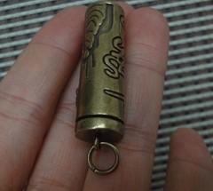 Vintage Style Solid Brass Buddha Hollow Tube Storage Charm Pendant