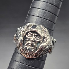 Viking Odin Wolf Ring Silver Tone Size 10.75
