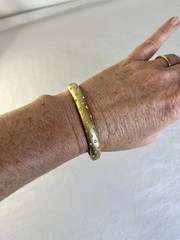 Vintage Swarovski Set Bracelet and Clip Earrings Matte Gold Tone Polka Dots