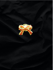 VINTAGE PIERCED EARRINGS – Red and Gold Bows, Post Earrings