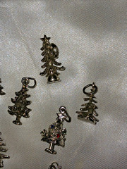 Vintage Lot of 9 Christmas Tree Pendants Charms 2 Sterling