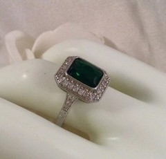 4.2Ct Art Deco Style Green Lab Created Diamond Engagement 14K White Gold FN Ring