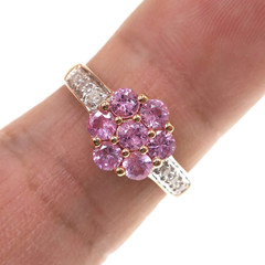 14k Solid Rose Gold Natural Pink Sapphire and Diamond Ring Size 7