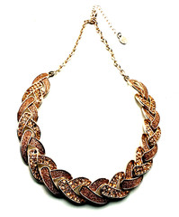 Vintage Monet 17″ Rose Gold Tone Pink Pave Rhinestone Braided Chain Necklace