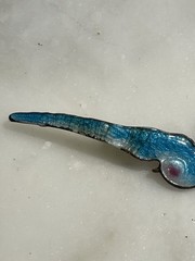 Antique Victorian Bird Swallow Pin Brooch Enameled 2.5″ Blue White Pink RARE