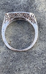 East West Stack Art Deco Ring 2.0 Ct Lab Created Diamond 14k White Gold Plated