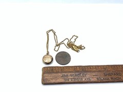 Victorian Old 14k Gold Filled Chain Necklace Tiny Round Locket Pendant