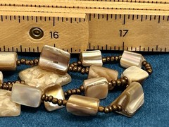 Artisan Natural Long Mother of Pearl Shell Beaded Double Strand Necklace 34″